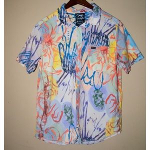 Abstract Colorful Artsy Short-Sleeve Button Down